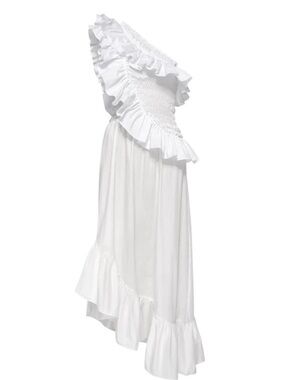Misa Los Angeles White One-Shoulder Ruffle Maxi Dress